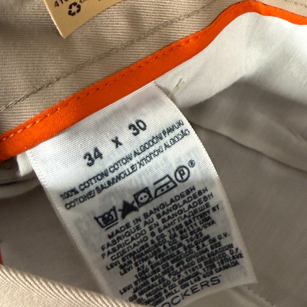 Dockers Pants Mens 34x30 Tan D1 Signature Khakis Flat Front Slim Fit Slacks New - Picture 5 of 11